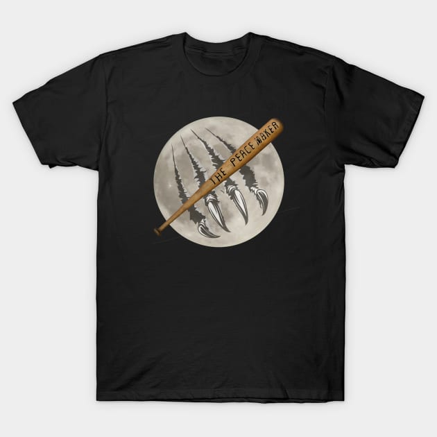 Silver Bullet Werewolf The Peace Maker Bat Halloween T-Shirt by Contentarama